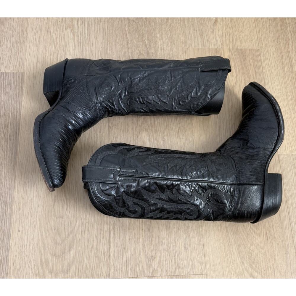 Justin Boots Black Leather Western Cowboy Boots